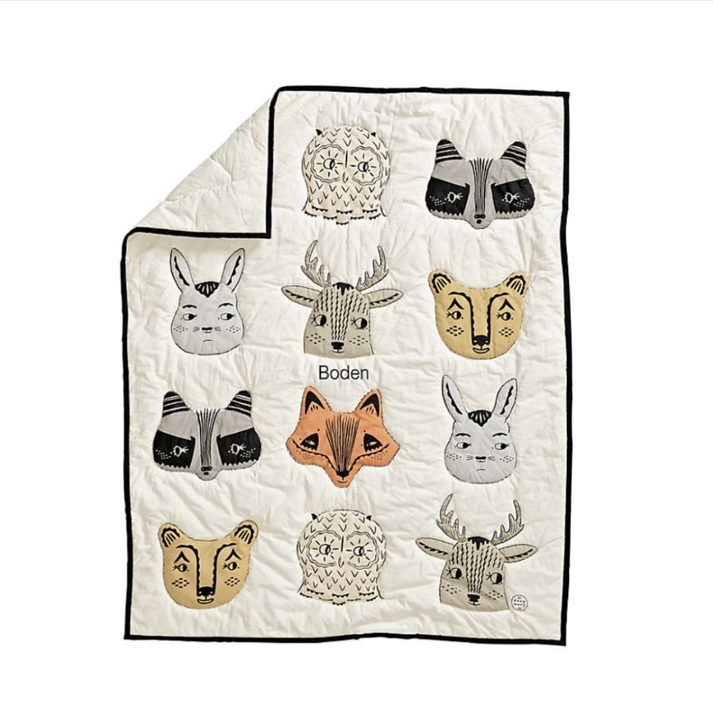 Roxy Marj Crate & Barrel Kids Woodland Animal Baby Crib Quilt - Picture 4 of 8